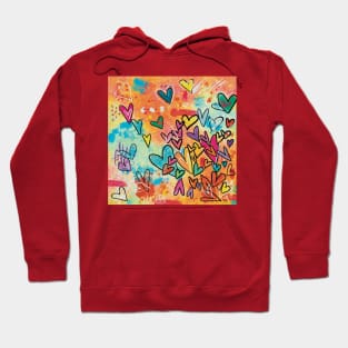 Colorful Abstract Valentines Hearts Design Hoodie